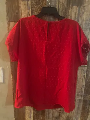 New SHEIN Red Eyelet Women's Top size XL thumbnail 4