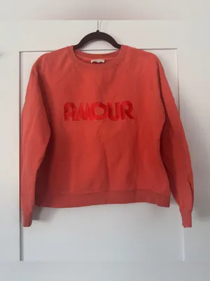 Sézane Amour Sweatshirt Pêche Vif Coral Pink Logo Organic Cotton Size S Sezane thumbnail 4