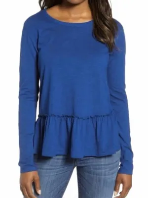 Caslon Royal Blue Long Sleeve Top thumbnail 1