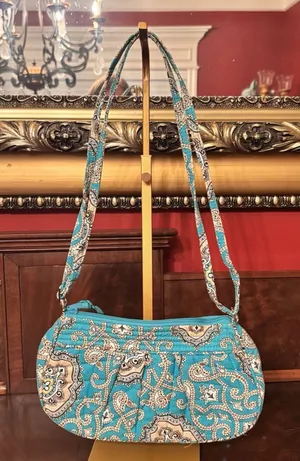 Vera Bradley Frannie Hipster Crossbody‎ Bag Totally Turquoise Paisley thumbnail 1