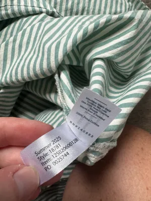 Marine Layer Women's Darcy Poplin Smocked Dress Green & White XL thumbnail 5