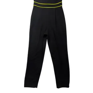 Alice + Olivia Black Neon Yellow‎ Piping V-Neck Sleeveless Jumpsuit Size 4 thumbnail 5