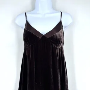 Gap Y2K Velvet Silk Blend Slip Dress Sz 2 Chocolate Brown Whimigoth‎ FairyGrunge thumbnail 2