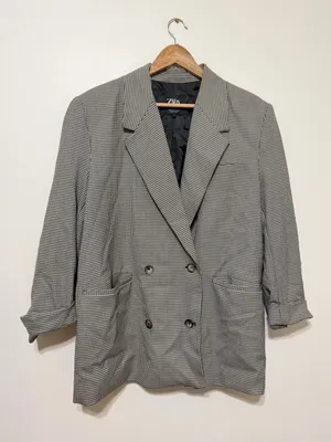 ZARA Houndstooth Blazer Size Medium Blogger Fav Women’s Double Breasted thumbnail 2
