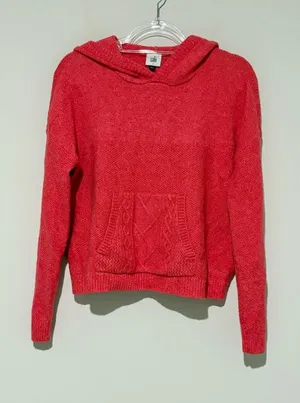 Cabi Cable Knit Sweater Hoodie Kangaroo Pocket Style 4473 Heather‎ Pink small thumbnail 1