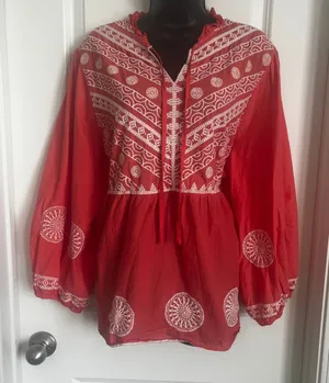 Women's‎ Cato Red Embroidered Blouse 22/24W thumbnail 1