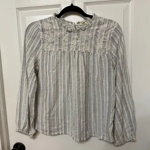 World market striped embroidered‎ boho blouse small/medium thumbnail 1