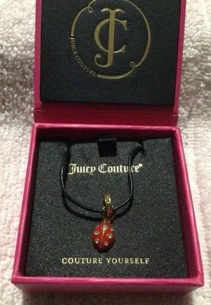 Rare Retro Juicy Couture Leather Necklace With Mini 🐞 Ladybug Charm New in Box thumbnail 1