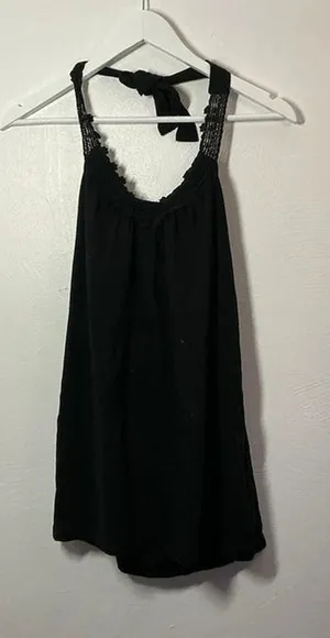 Y2K Route 66 halter black tank top size small thumbnail 1