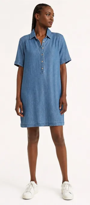 Faherty Hana Chambray Mini Shirtdress Tencel Linen XS Blue thumbnail 1