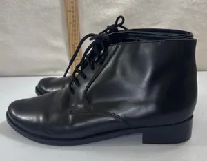 Topshop Black Lace Up‎ Ankle Boots Chunky Heel Womens Size 10.5 thumbnail 1