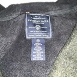American Eagle Womens Wool Pea Coat Size M Dark Olive Marled Fleece Lined Hooded thumbnail 6