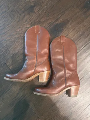 Wolverine Chestnut Brown Leather Western Heeled Boots 7.5 thumbnail 6