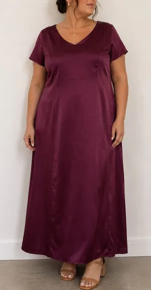 Michaelangelo Burgundy Satin Maxi‎ Dress Gown Size 26 Formal Regencycore thumbnail 1