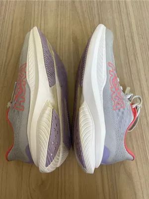 Hoka Women's Light Gray Running Shoes with Coral & Lavender Accents thumbnail 7