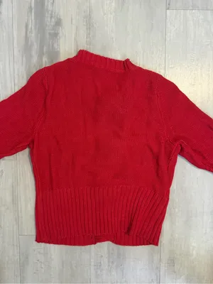 madison leigh Red Cropped Knit Cardigan with Decorative Buttons thumbnail 4