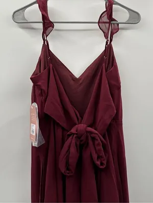 Birdy Grey Doris Chiffon Ruffle Sleeveless Bridesmaid Dress in Cabernet Sz S NEW thumbnail 7