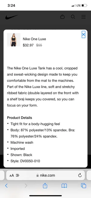 Nike One Luxe Black Ribbed Sports Bra Tank thumbnail 5