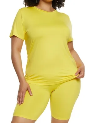 Daisy Yellow biker shorts set. NWOT. Medium thumbnail 1