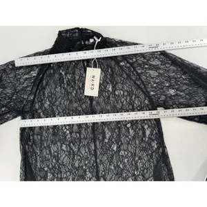 NA-KD Black Lace Blouse 36 US Small 4 Sheer Romantic Grunge Whimsigoth Layering thumbnail 13