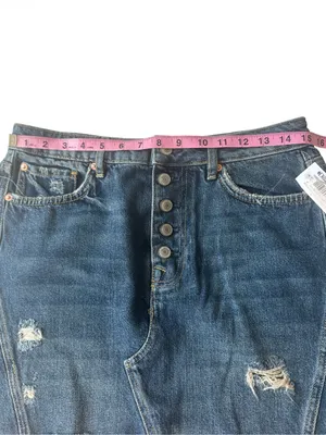 Free People "Harvey" Distressed Denim Mini Skirt thumbnail 4
