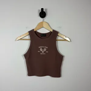 White Fox Boutique Women’s Embroidered Racquet Logo Tank Brown Size XS thumbnail 2