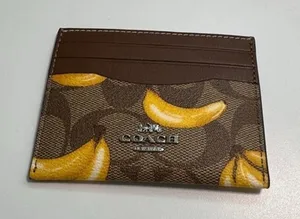 coach Slim Id Card Case In Signature Canvas With Banana Print cr842 thumbnail 1