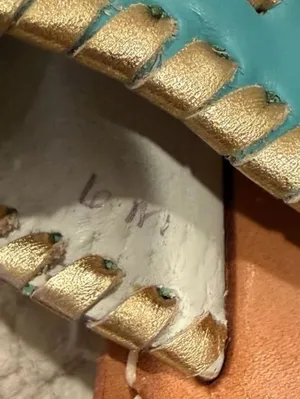 Jack Rogers Turquoise and Gold Leather Palm Beach Flat Sandals Size 6M thumbnail 4