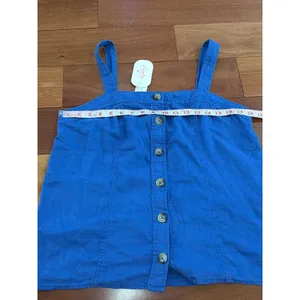 NWT Maeve Anthropologie Tank Top Womens Blue Linen Blend Button Front S thumbnail 6