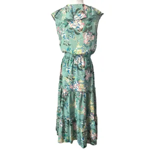 Lauren Conrad Dress Boho Fairy Green Floral Ruffle Layered Cinched Waist SZ SM thumbnail 8