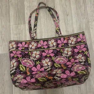 Vera Bradley large tote travel paisley brown multi print bag thumbnail 1