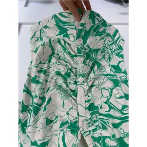 NWT Anthropologie Maeve Green Floral Ruched Front Button Polo Top - XL thumbnail 5