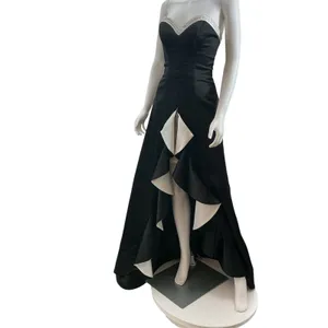 Studio 17 Prom Black White Strapless Beaded High Low Ruffle Gown 2715 Sz 2 thumbnail 4