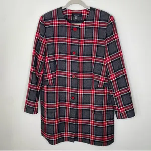Nine West plaid over coat/blazer in size 16 red gray white thumbnail 3