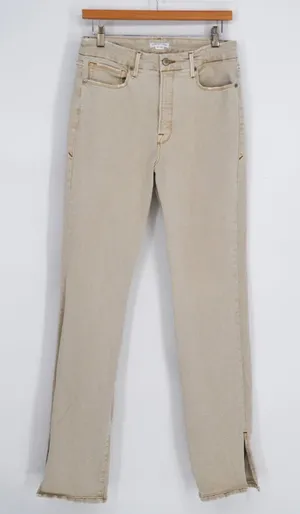 Good American Good Classic Jeans Womens 10 Bone Beige Skinny Ankle Slit Stretch thumbnail 1