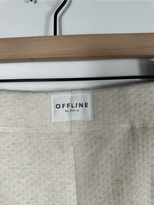 OFFLINE by Aerie Coffee Run‎ Jogger Womens M Cream Textured Sweatpants thumbnail 8