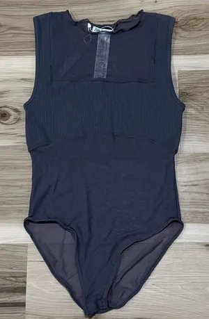 NEW Zara Mesh Bandeau Grey Bodysuit Women’s Medium/Large thumbnail 1