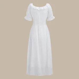 Rihoas White Embroidery Puffed Sleeve Maxi Dress thumbnail 6