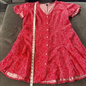 Universal Thread Red White Stars Short Sleeve Button Front Mini Dress Size L thumbnail 9