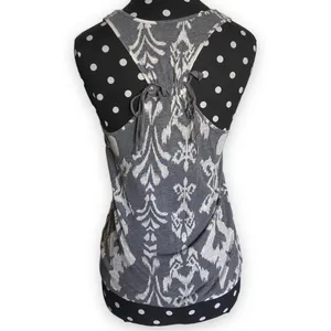 American‎ Eagle Outfitters Womens Tank Top Size XS Gray Cream Damask Ikat thumbnail 4