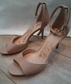 Sam Edelman Strappy Tan Beige Open Toe Heeled Sandals 3 in Heel Women size 8.5 thumbnail 1