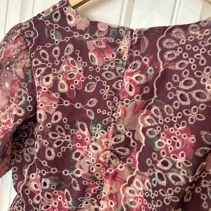 Altar'd State Burgundy Eyelet Floral‎ Dress Size Large thumbnail 7