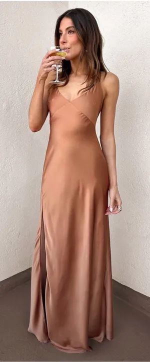 ShowMeYourMumu Anderson Maxi Dress- Copper Luxe Satin thumbnail 1
