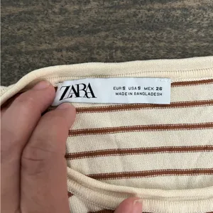 Zara Striped T-Shirt in Cream‎ and Brown small thumbnail 2