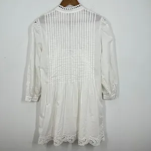 Madewell White Lace‎ Crochet Tuxedo Pleat Tunic Dress XL Cottagecore Cute NWT thumbnail 4