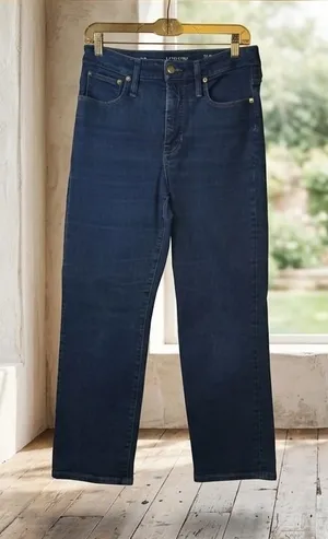 J.Crew 03 Curvy Slim Jeans Size 30 Dark Indigo High Rise Straight Leg Denim Crop thumbnail 1