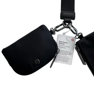 Lululemon Dual Pouch Wristlet Black Gunmetal White thumbnail 7