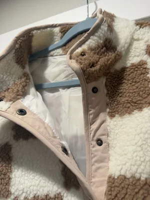Checkered Sherpa Jacket Brown Size M thumbnail 5
