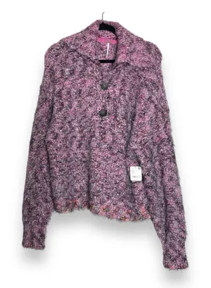 Free People Pink‎ Stella Collared Button Soft Sweater Women's Size S Oversized thumbnail 1