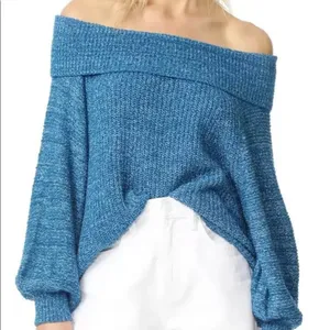 Free People Edessa Blue Balloon Sleeve Sweater Slouchy Sz XS Boho thumbnail 4